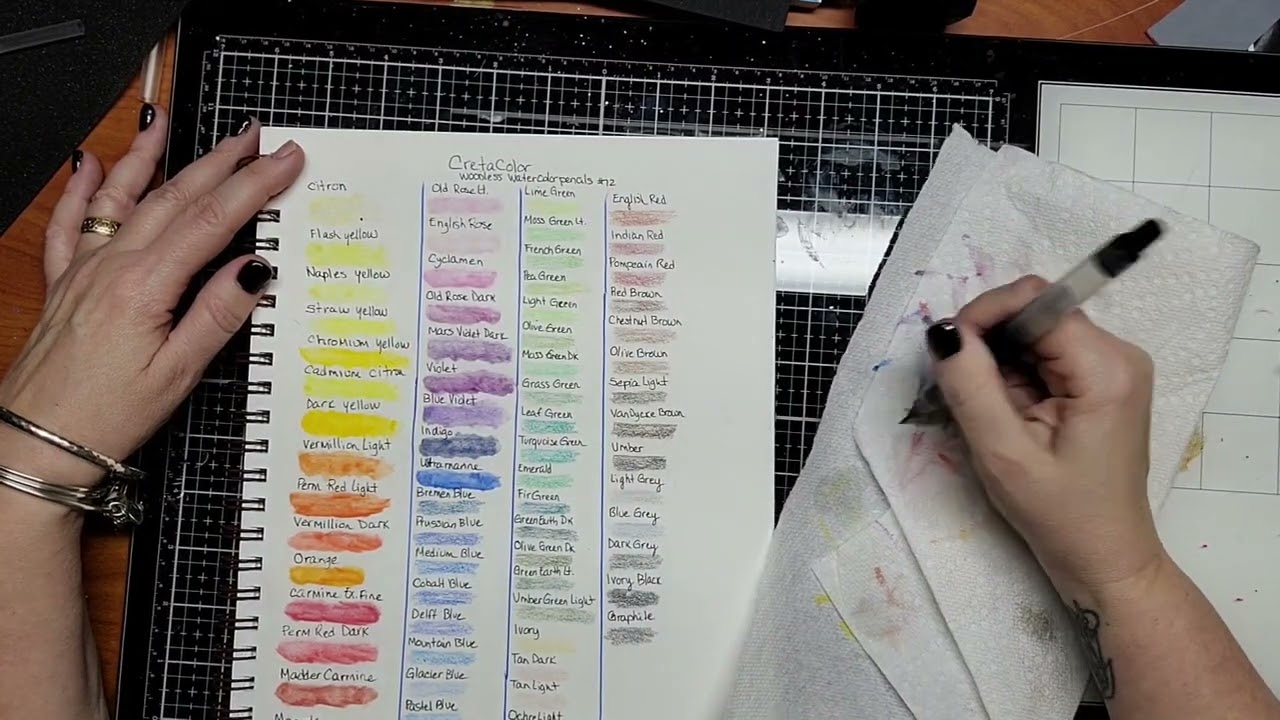 Swatching Cretacolor woodless watercolor pencils