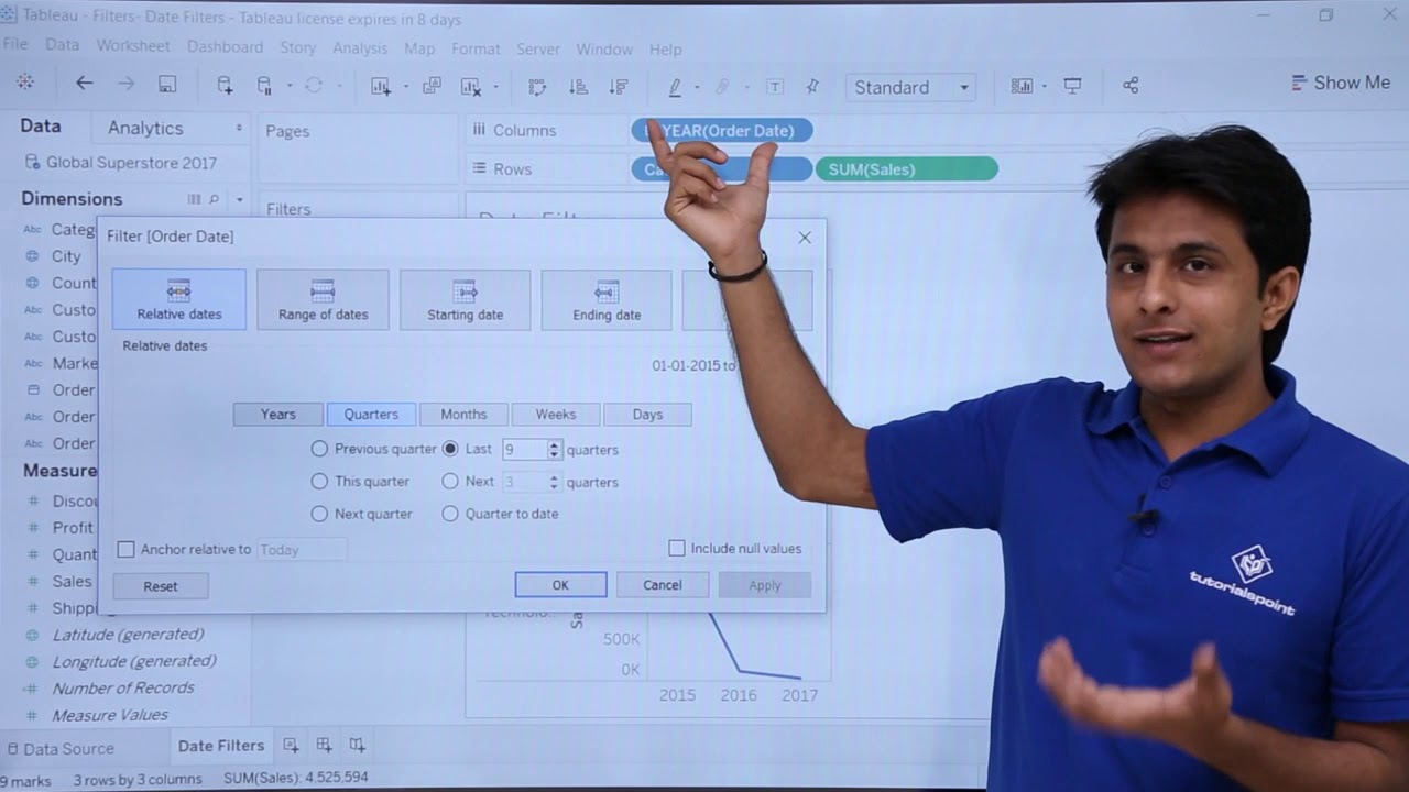 Tableau - Фильтры дат