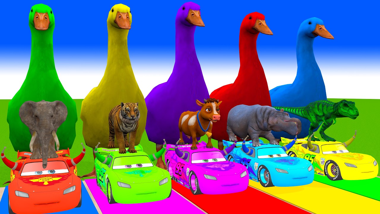 Long Slide Game With Cow Elephant Gorilla Hippopotamus Tiger 3d Animal Game Funny 3d Animals