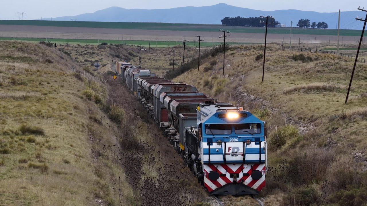 IMPONENTE CRUCE de Trenes con Locomotora NREC 2004 y 2005! Ferrosur ROCA por VIA PRINGLES