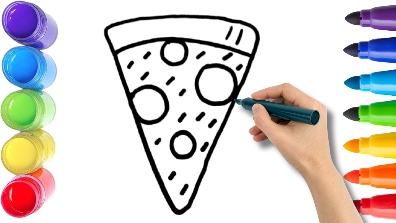 How To Draw cute pizza Drawing, Painting & Coloring For Kids and Toddlers_ Child Art 🐋🌈🎨