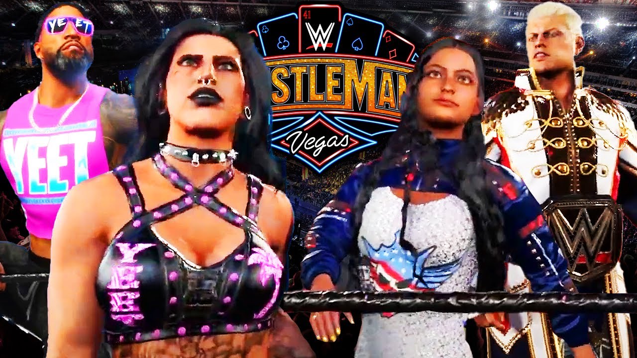 Jey Uso & Rhea Ripley VS Brandi & Cody Rhodes at WrestleMania 41 - WWE 2K24