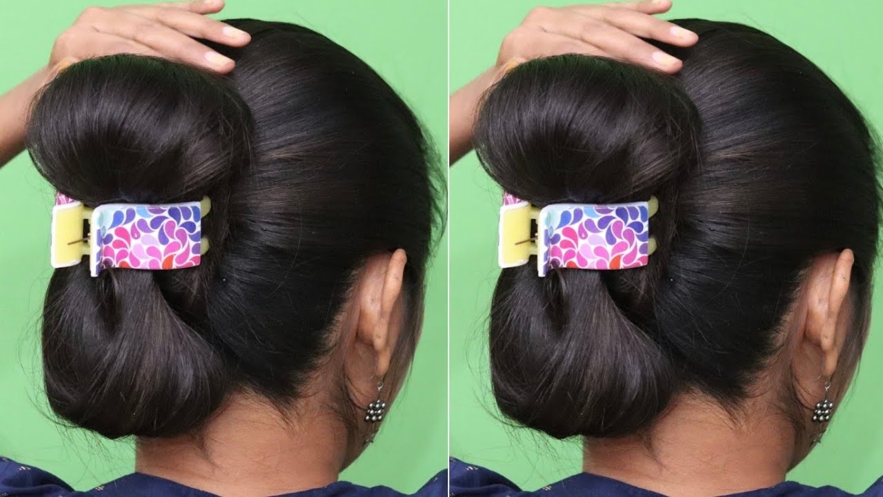 Summer 🌞 Special Bun Hairstyle for Long medium hair With Small Clutcher | Easy Clutcher Hairstyle