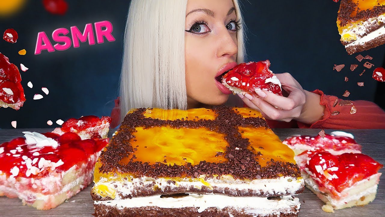 ASMR Chocolate Cake 🍰 Savage Eating (STRAWBERRY DESSERT MUKBANG 먹방 NO TALKING) ASMR Eating Sounds