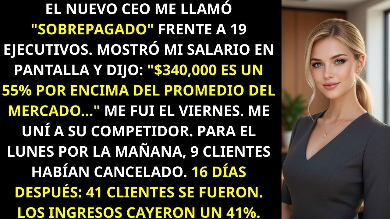 Mi nuevo jefe me llamó SOBREPAGADO en una reunión — Me fui… y sus ingresos cayeron un 41%