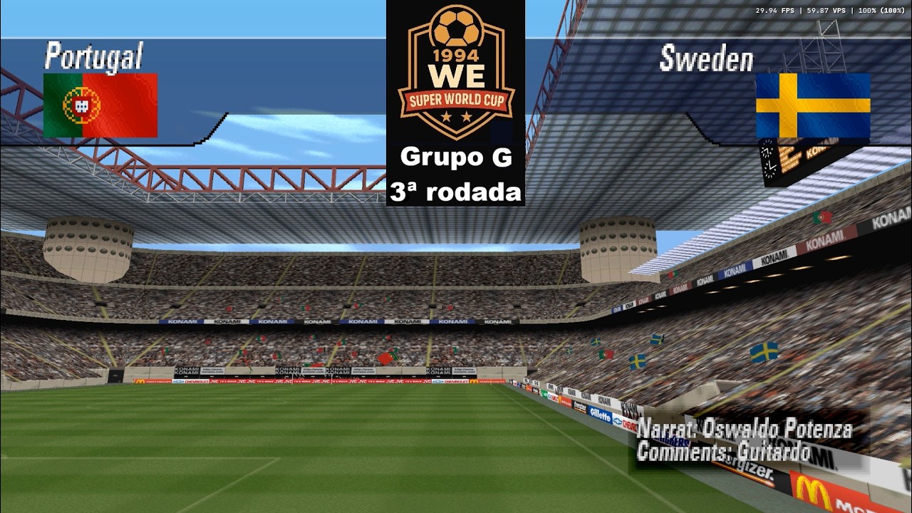 PORTUGAL X SUÉCIA | SUPERCOPA DO MUNDO WE 1994 | GRUPO G | 3ª RODADA