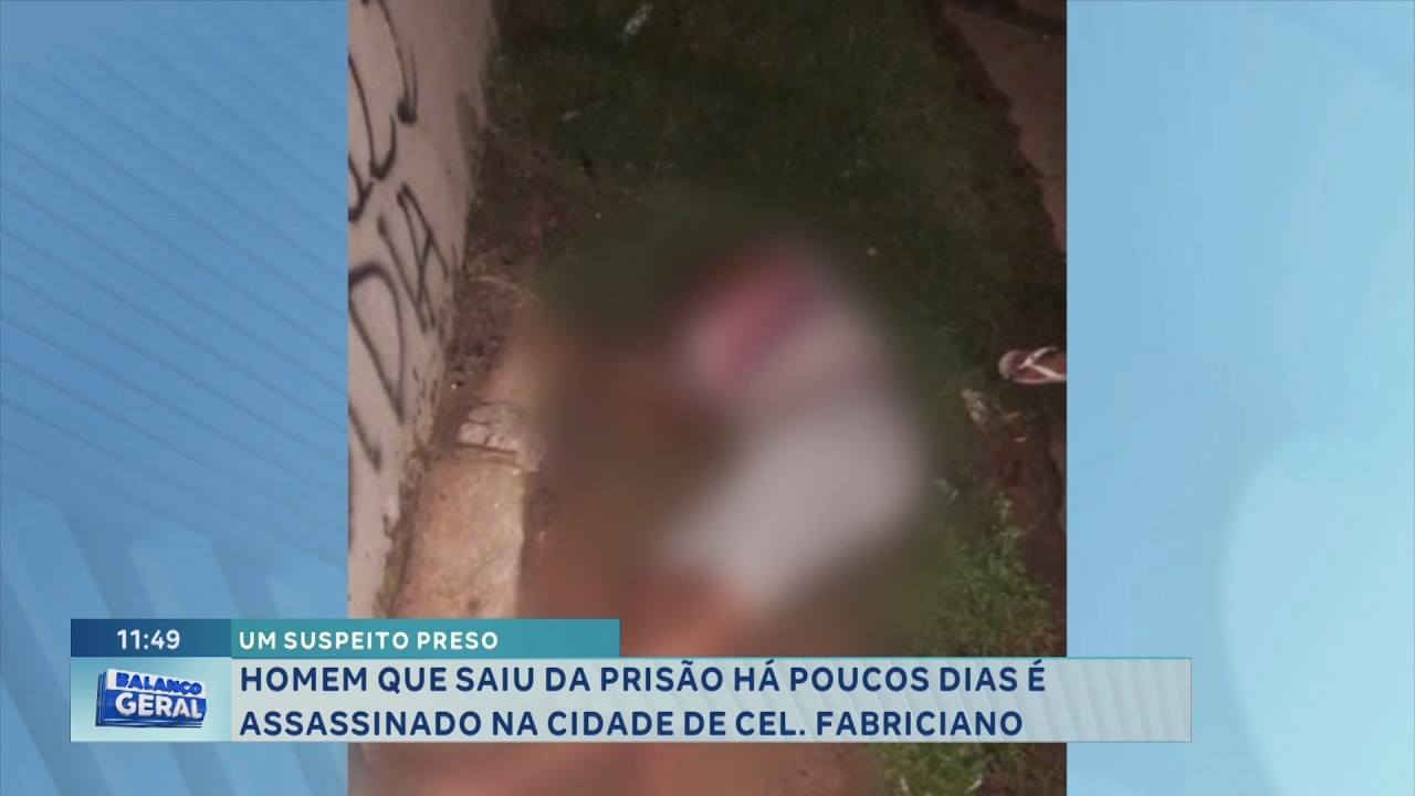 Homicídio: Homem recém-saído da prisão é morto em Coronel Fabriciano; um suspeito foi preso.