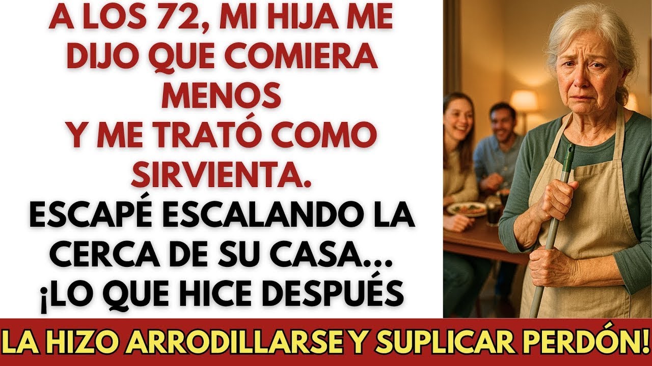 A los 72, mi hija me lanzó el plato y gritó_ “¡Come menos, no eres una invitada, eres la sirvienta!”