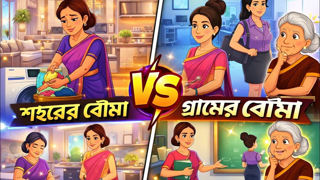 শহরের বৌমা 🆚 গ্রামের বৌমা | Bengali Moral Stories Cartoon | Bangla Cartoon | Thakumar jhuli | 