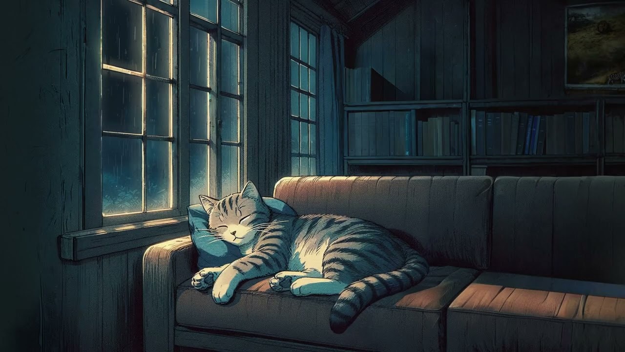 Cozy Cat Nap for Sleep with Rain Sounds