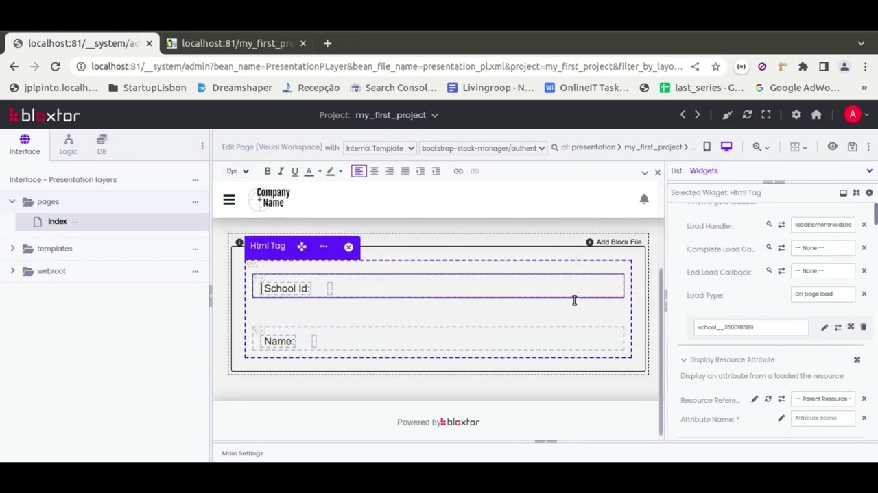 Bloxtor - Advanced Lesson 6.3.7-Html Widgets-Show specific attributes of a DB table based on No-Code