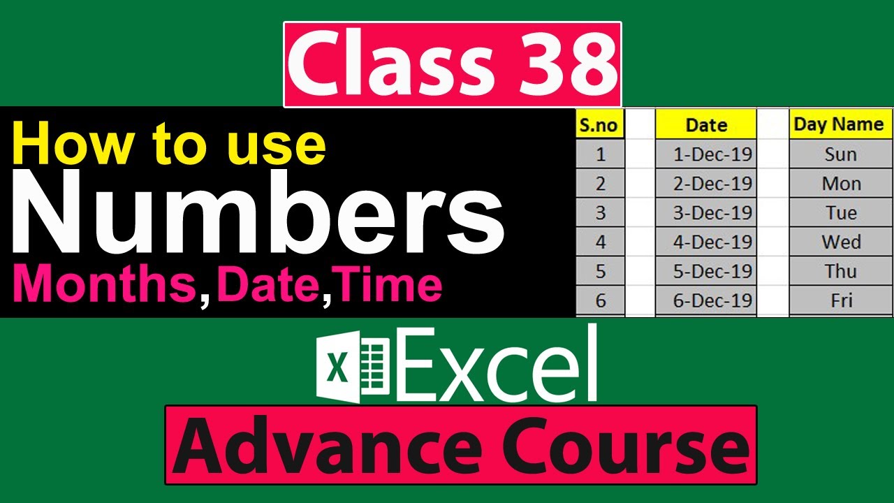 How To Fill Months, Days, Date, Time & Numbers By Autofill Function In MS Excel  - Class No 38