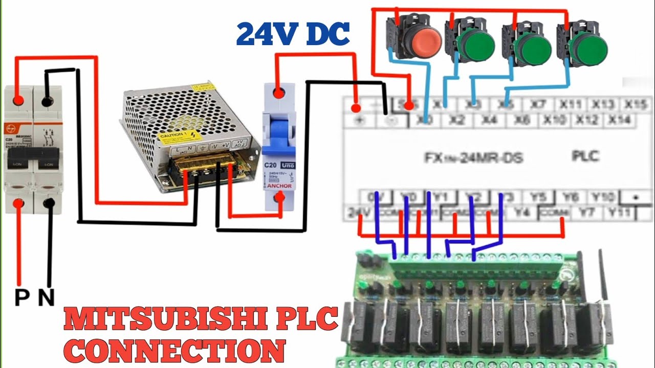 Mitsubishi PLC Connection Daigram! Mitsubishi Fx series PLC Wiring !