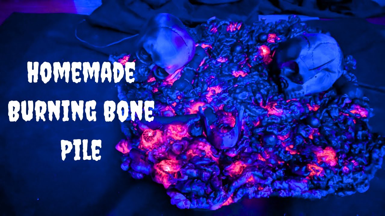 DIY Homemade Pile of Lighted Smoldering Halloween Bones