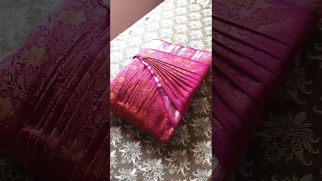 Saree pre-pleating & Box folding Step by step ✅ #trending #shorts #tutorial #saree #viral