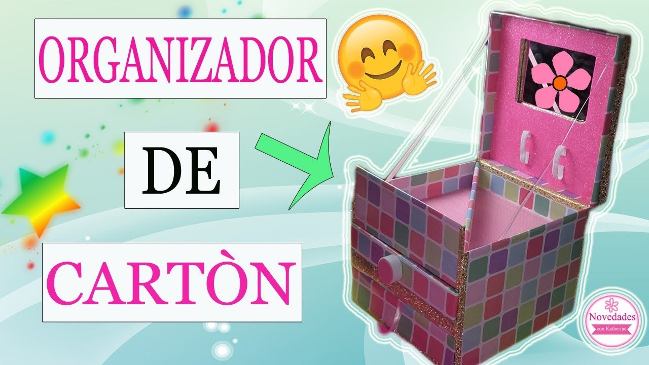 ORGANIZADOR DE  MAQUILLAJE CON ESPEJO HECHO EN CARTÒN