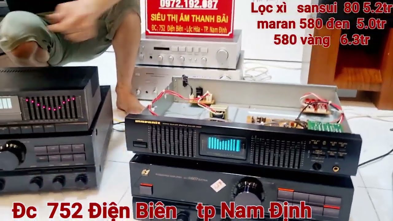 Lọc xì marantz 580 Đen vàng + Equalizer  Sansui SE 80 cực đẹp. amply sansui 607Etrax