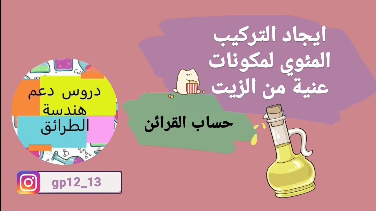 ايجاد التركيب المئوي لمكونات عنية من الزيت/ حساب القرائن