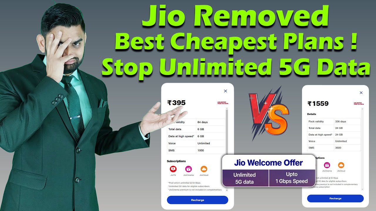 Why Jio Removed Rs.1559 & Rs.395 Plans | Best Cheapest Unlimited 5G Data Plans | Jio Best Recharge |