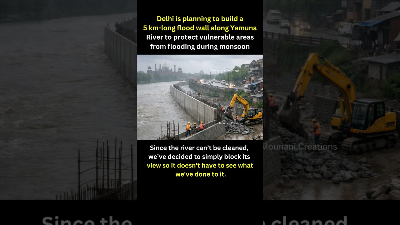 Delhi is planning to build a5 km-long flood wall along YamunaRiver to protect vulnerable areas
