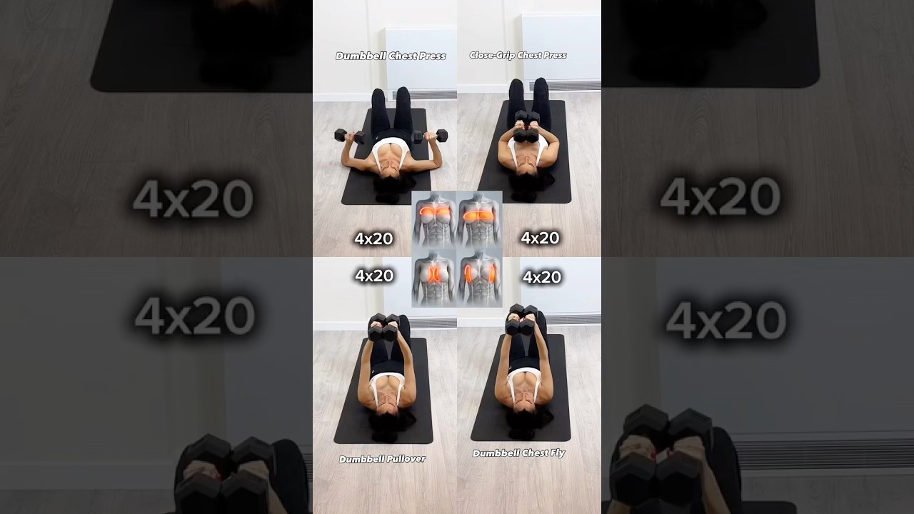 📌Top 4 Dumbbell Chest Exercises 🔥💪 Build a stronger, bigger, and defined chest with these moves: