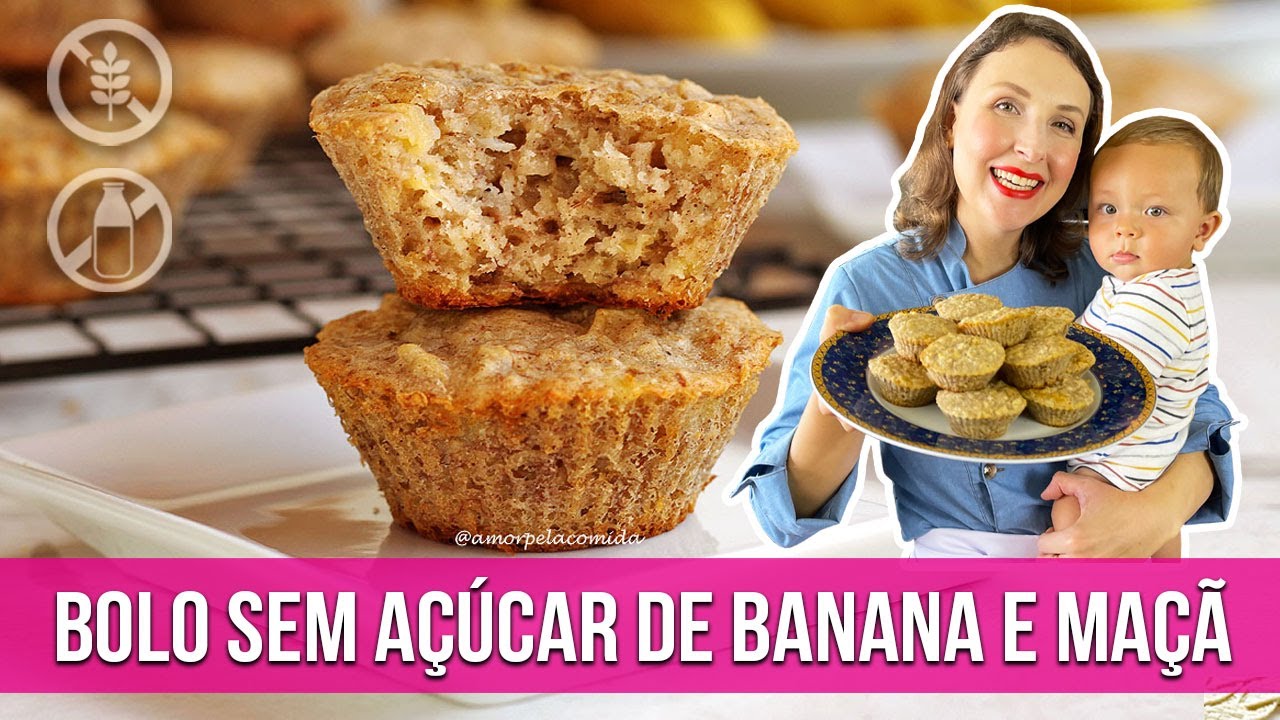 BOLO SEM AÇÚCAR DE BANANA E MAÇÃ SEM TRIGO SEM MANTEIGA