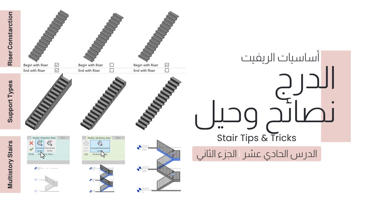 نصائح وحيل حول الدرج في برنامج الريفيت | Revit Stairs Tips & Tricks #revitarchitecture