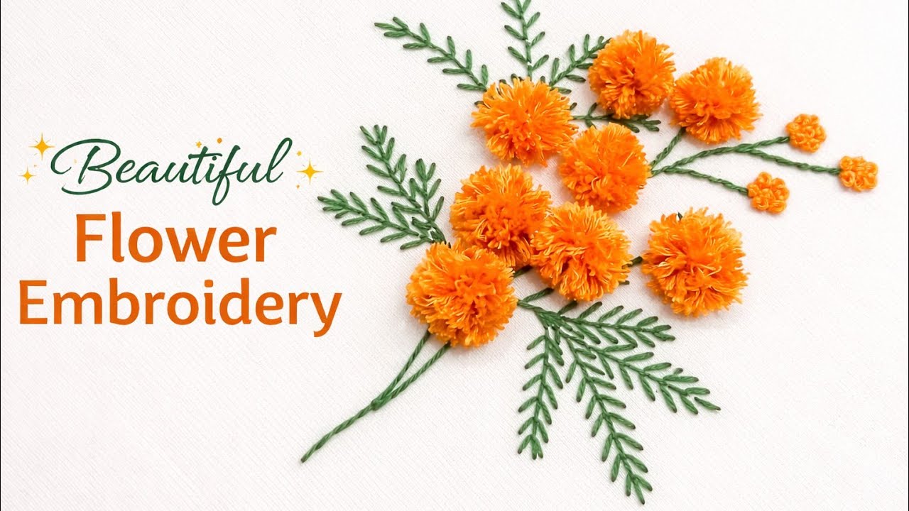 Marigold Flower Hand Embroidery Tutorial | Genda Phool Embroidery Step by Step