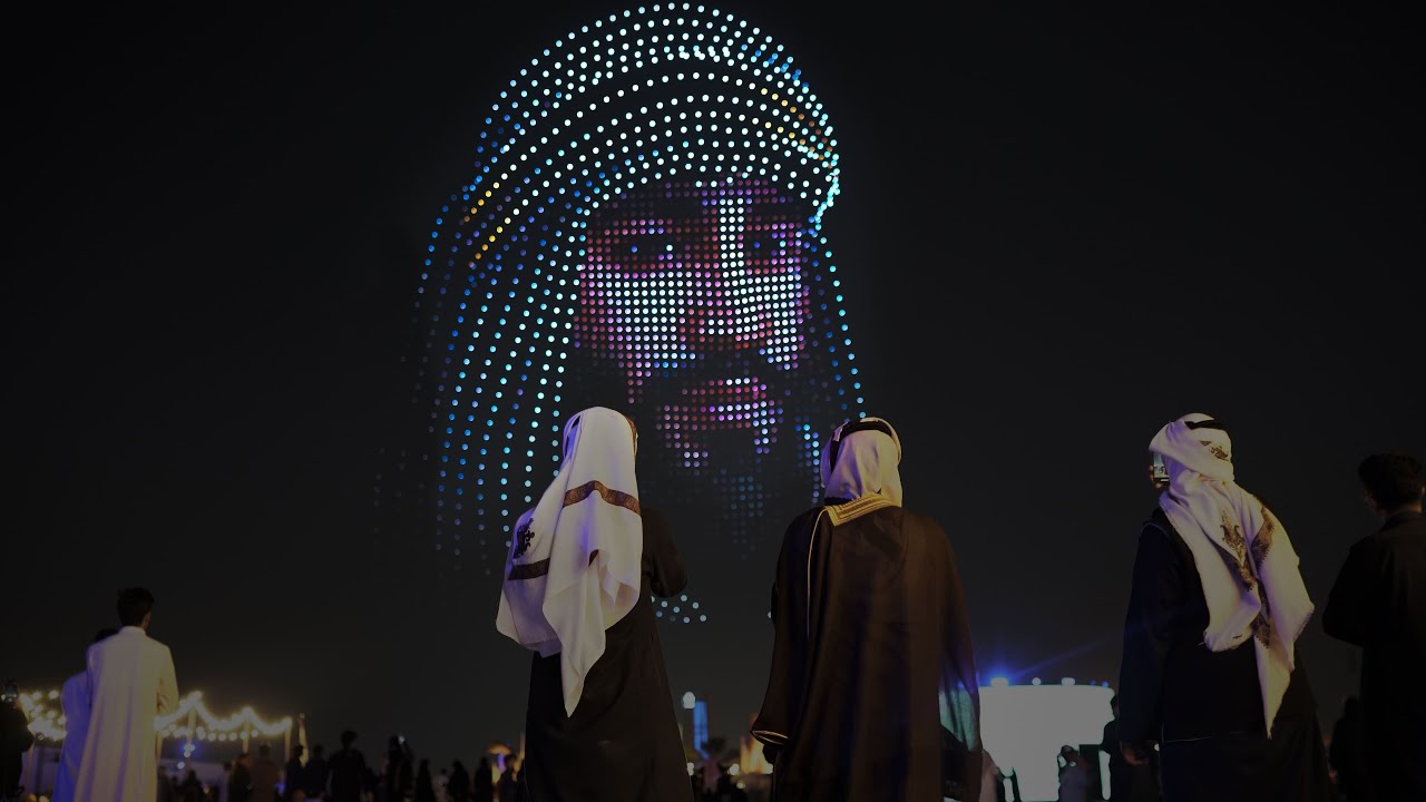 Drone Light Show on Saudi Founding Day in Riyadh, Saudi Arabia | Lumasky