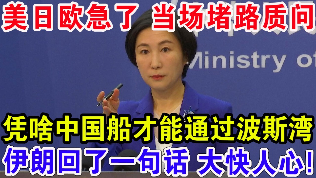美日欧急了 当场堵路质问，凭啥只有中国船能通过波斯湾，伊朗回了一句话 大快人心！