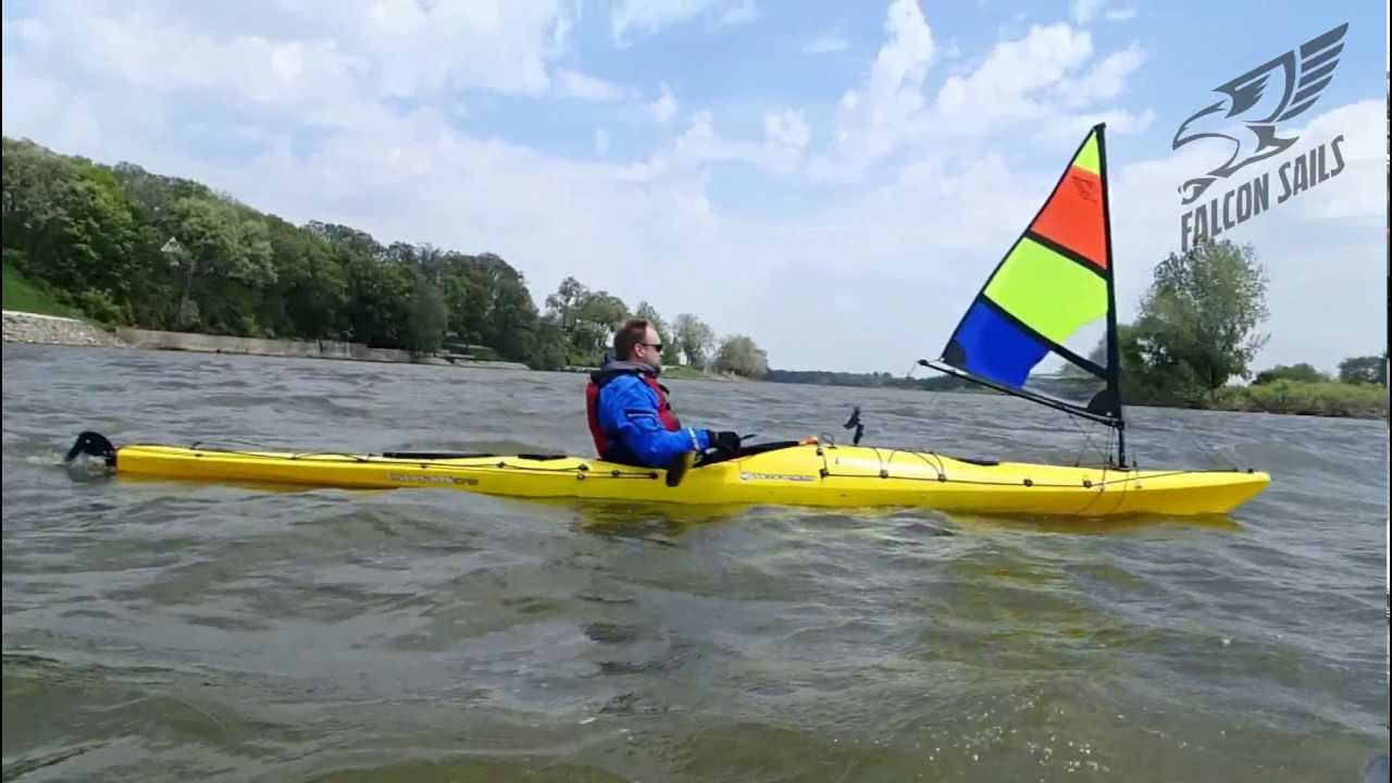 First time kayak sailor makes windy day look easy on his tsunami 175.