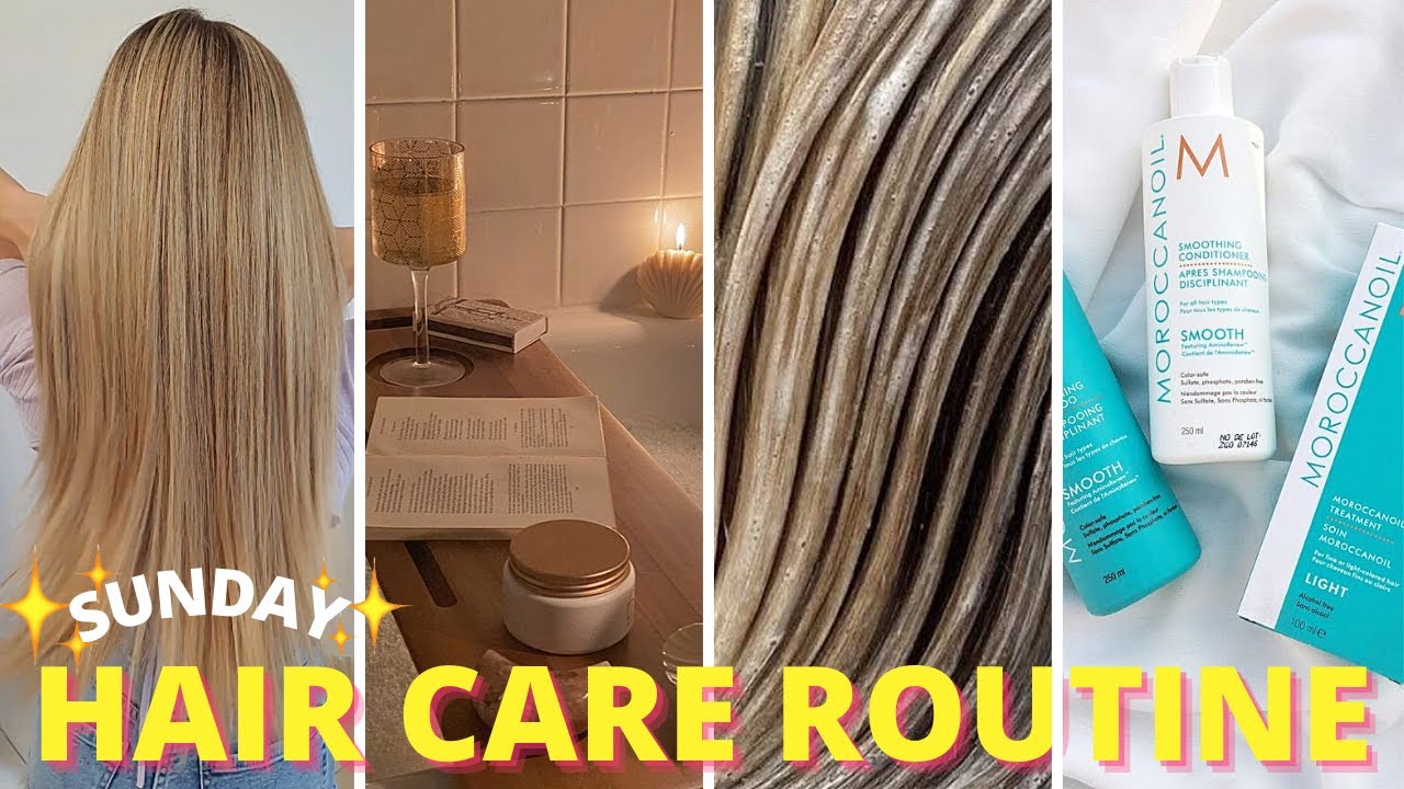 ROUTINE CHEVEUX DIMANCHE * hair care routine cheveux longs & mi long * routine du soir cheveux *