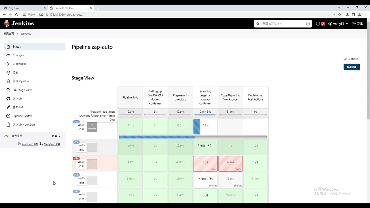 Jenkins ZAP pipeline