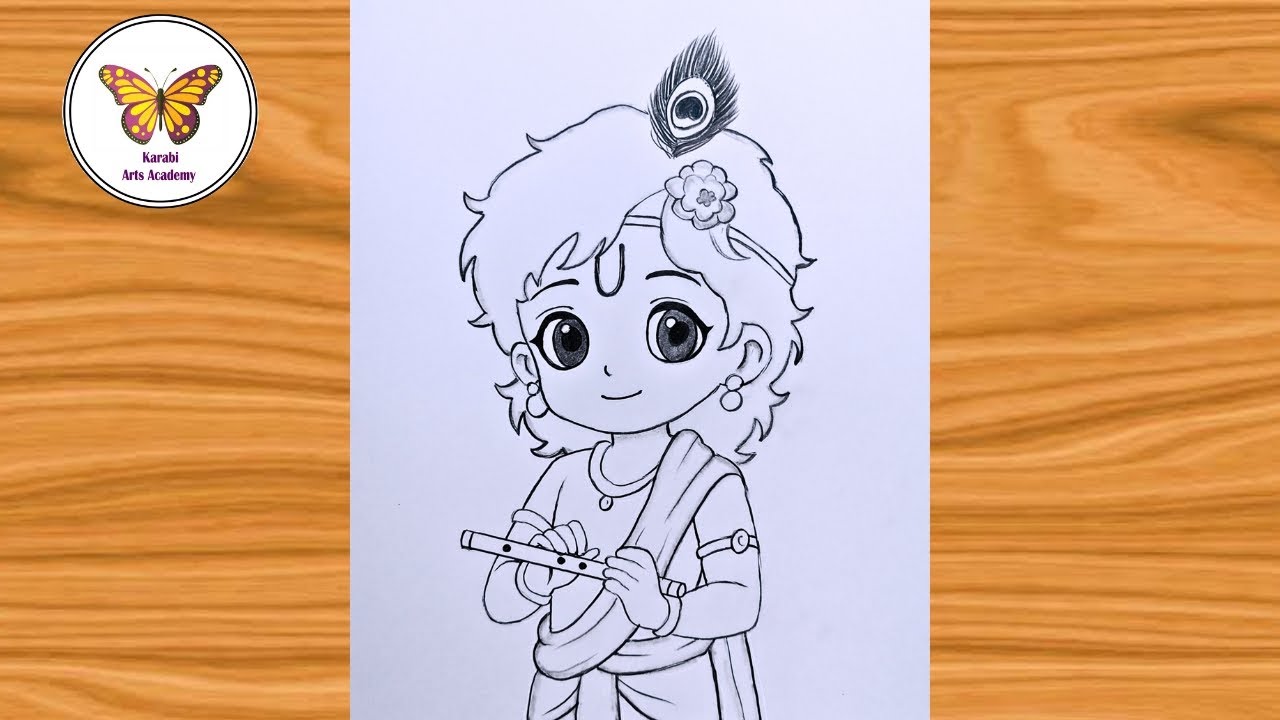 Shri krishna drawing| krishna bhagwan chitra