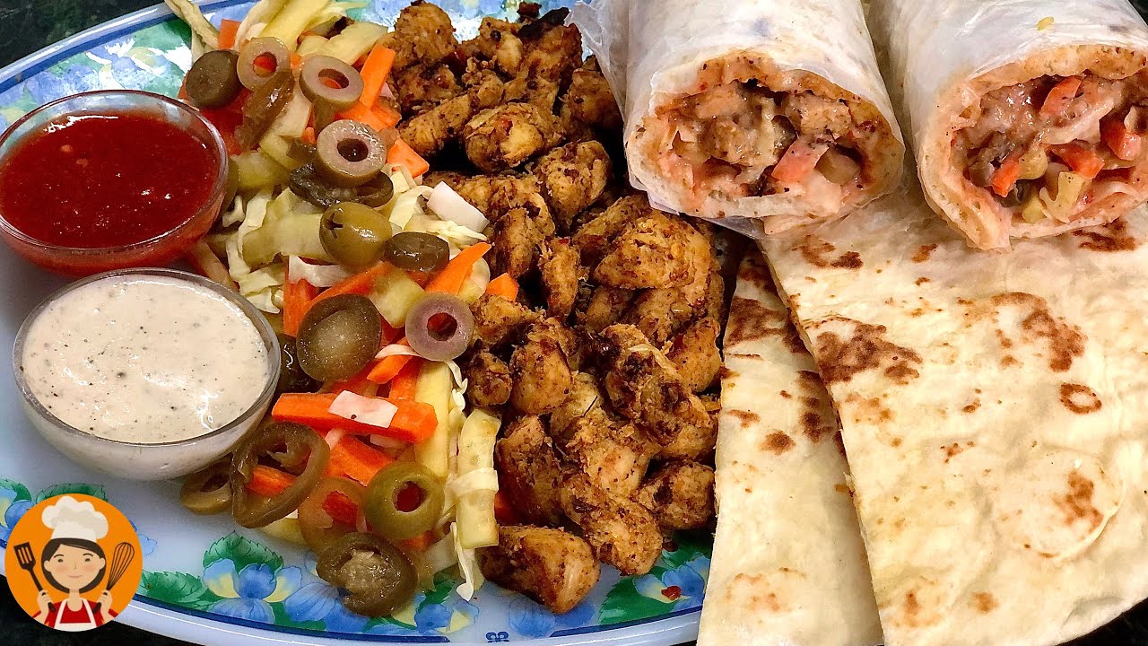 Chicken Shawarma | Shawarma Platter Recipe with coal smoke flavour | Creamy Chicken Shawarma recipe