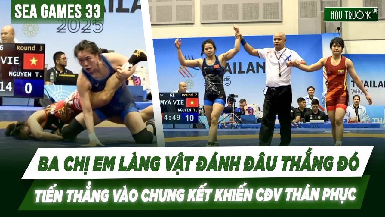 Ba chị em làng vật đánh đâu thắng đó, tiến thẳng vào chung kết khiến CĐV thán phục | SEA GAMES 33