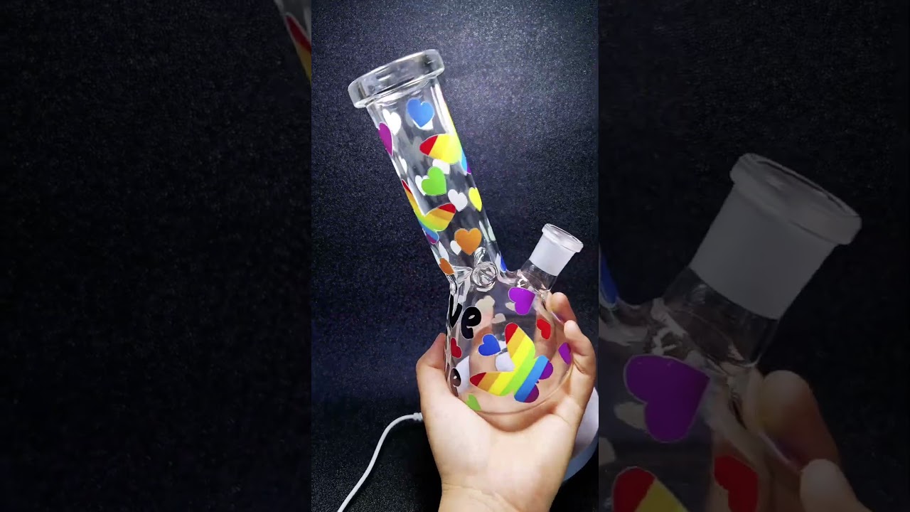 8&Prime; Love Is Love Rainbow Pride Butterfly Beaker Bong