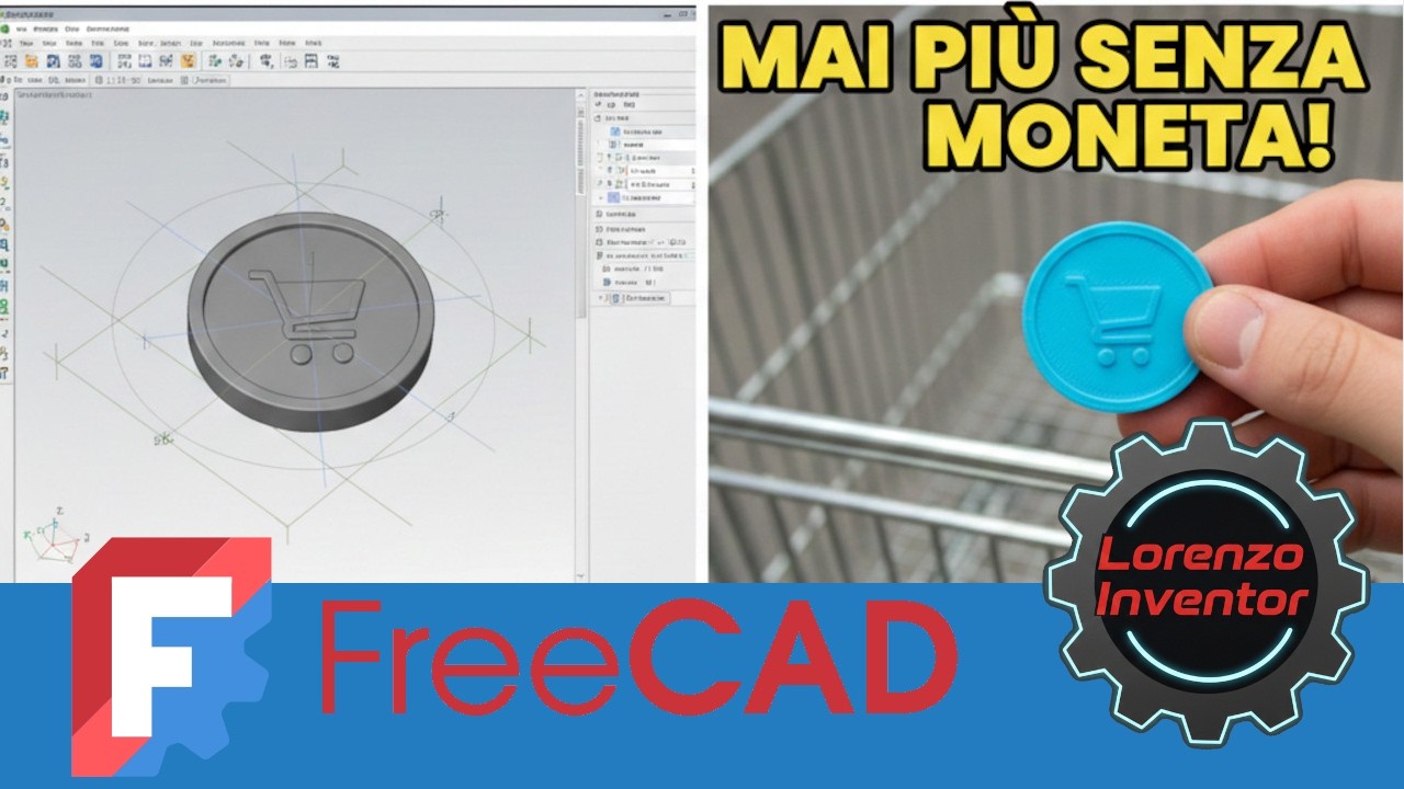 Mai più senza moneta! Creiamo un gettone per il carrello con FreeCAD e Stampa 3D