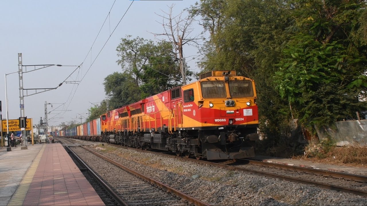 dual wdg6g with container wagons heading towards titlagarh