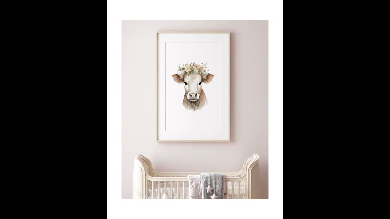 Farmhouse Decor - Rustic Cow Watercolor Print - Printable Wall Art - Instant Download