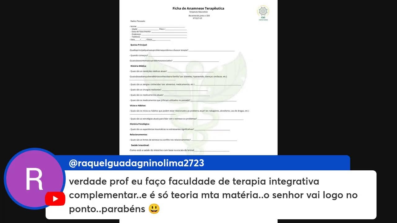 ANAMNESE TERAPÊUTICA