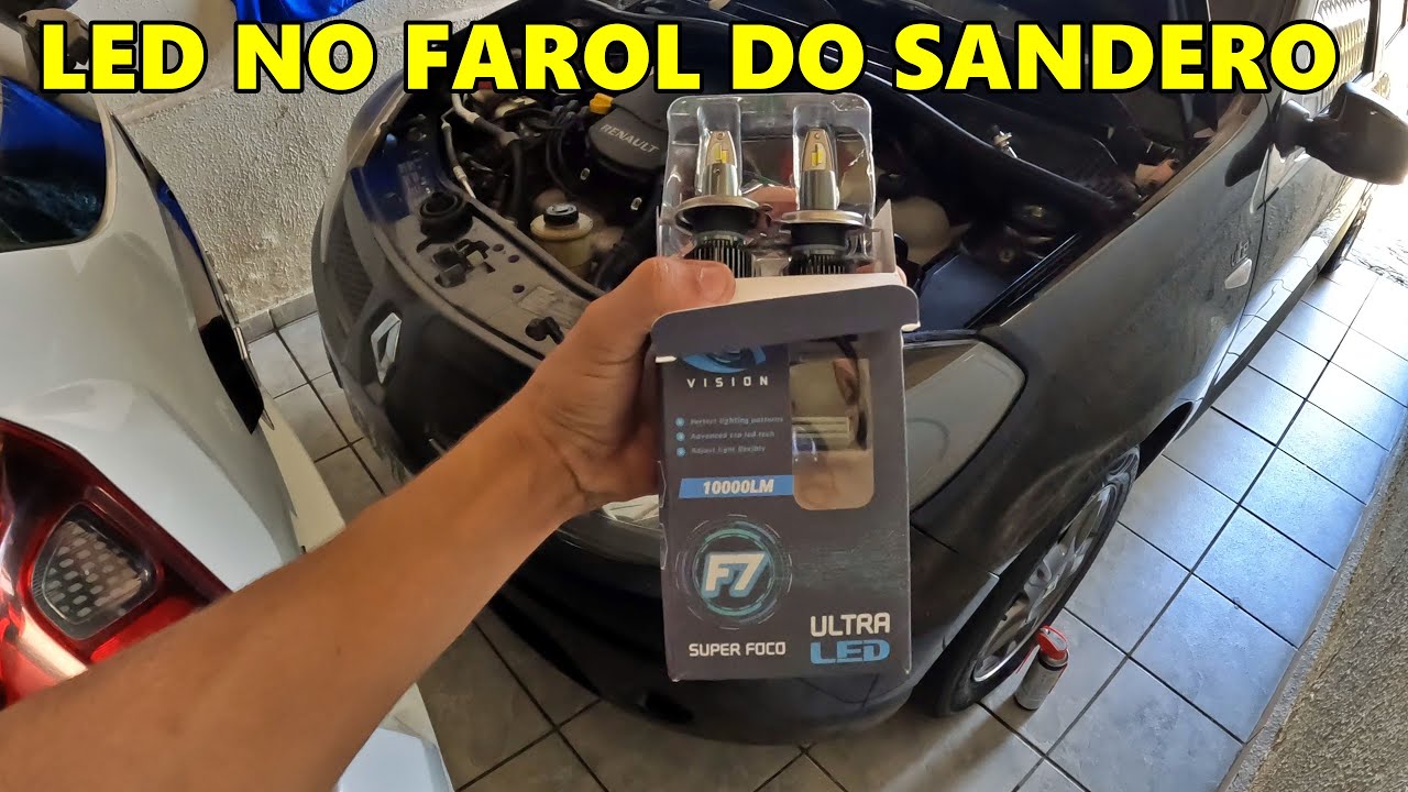 LED H4 VISION F7 NO SANDERO- COMO TROCAR A LÂMPADA HALOGENA POR LED