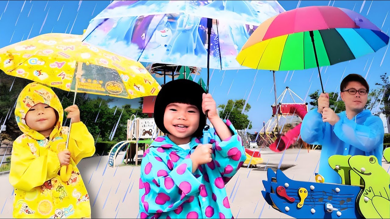 アンパンマンの傘で雨のおまじない♪「あめ、あめ とんでいけ！」｜こどものうた｜童謡｜Rain Rain Go Away