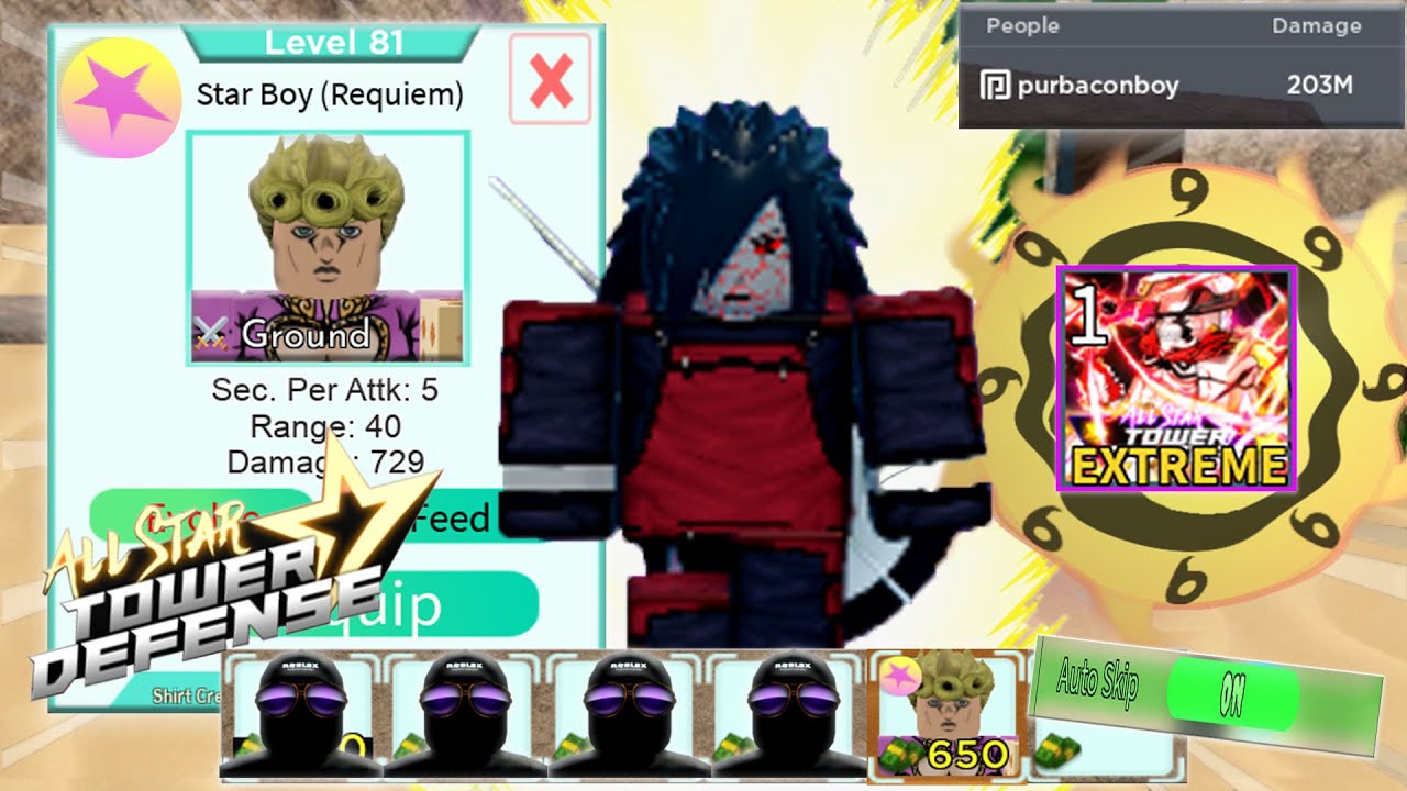 Star Boy (Giorno Giovanna) in Raid 1 Extreme Mode | Solo Gameplay | Roblox All Star Tower Defense