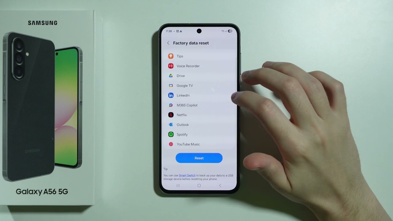 Samsung Galaxy A56 5G: Как выполнить сброс до заводских настроек через меню &laquo;Настройки&raquo; (удаление...