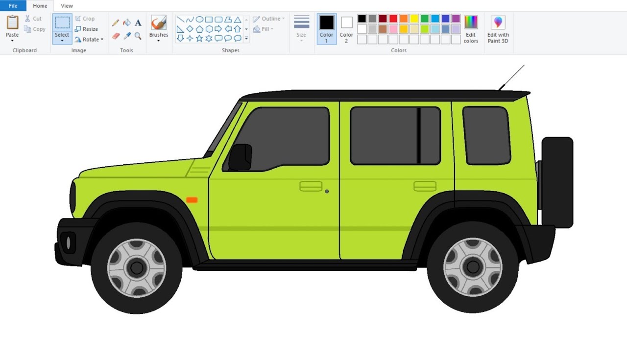 How to draw Suzuki Jimny Car on Computer using Ms Paint | Car Drawing Tutorial. #suzukijimny