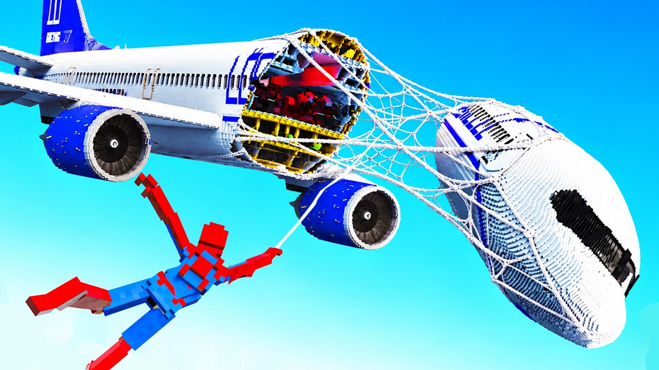 Ragdoll SPIDERMAN Saves a PLANE