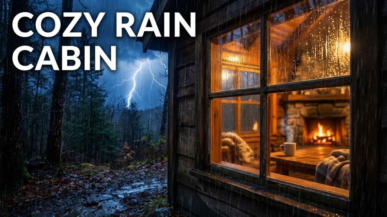 Cozy Forest Cabin Rainstorm | No Music