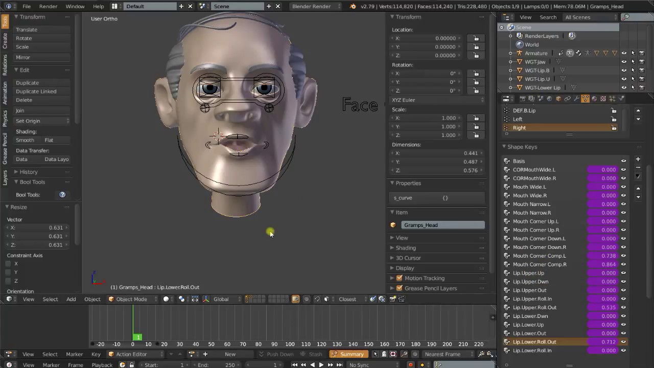 Face Rig Part 8 Lip Rigging With Shapekeys and Drivers