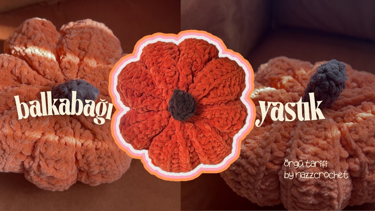 ÖRMESİ ÇOK BASİT POFUDUK BALKABAĞI YASTIK 🎃  CROCHET A PUMPKIN PILLOW EASY FALL DECORATION #crochet
